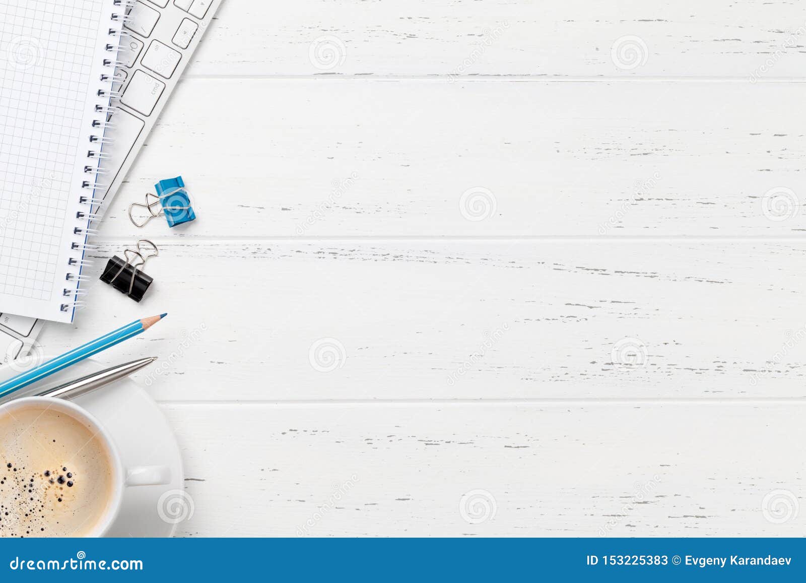 Office Workplace with Coffee, Supplies and Computer Stock Image Image