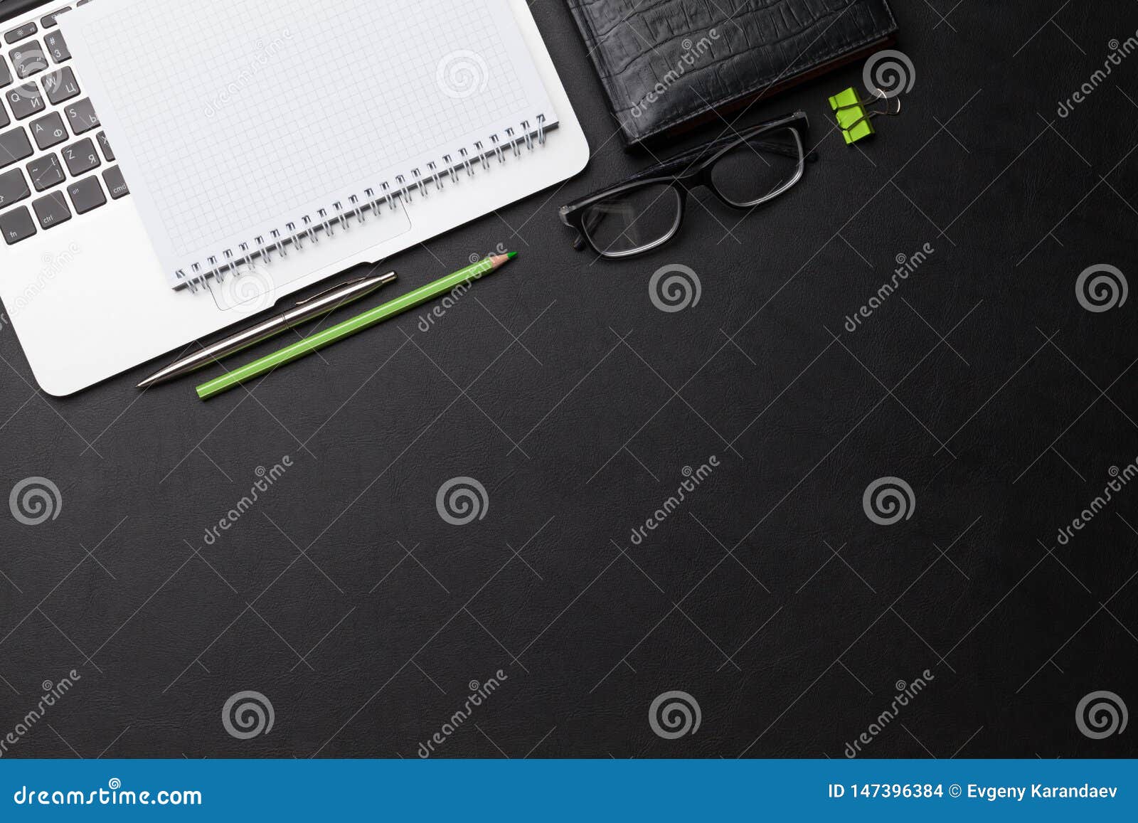 Office Workplace with Coffee, Supplies and Computer Stock Photo Image