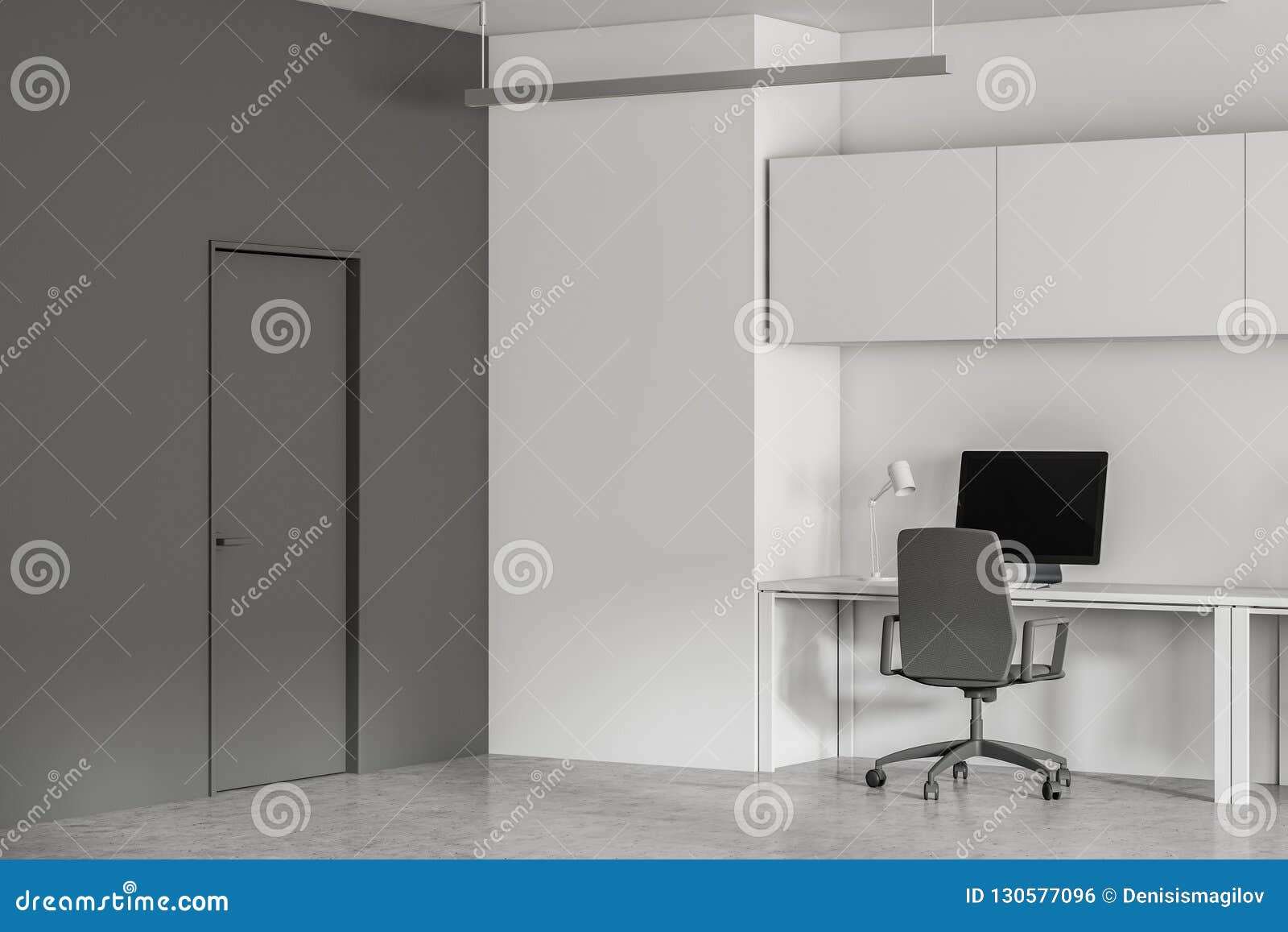 Office Workplace Corner Computer And Door Stock Illustration