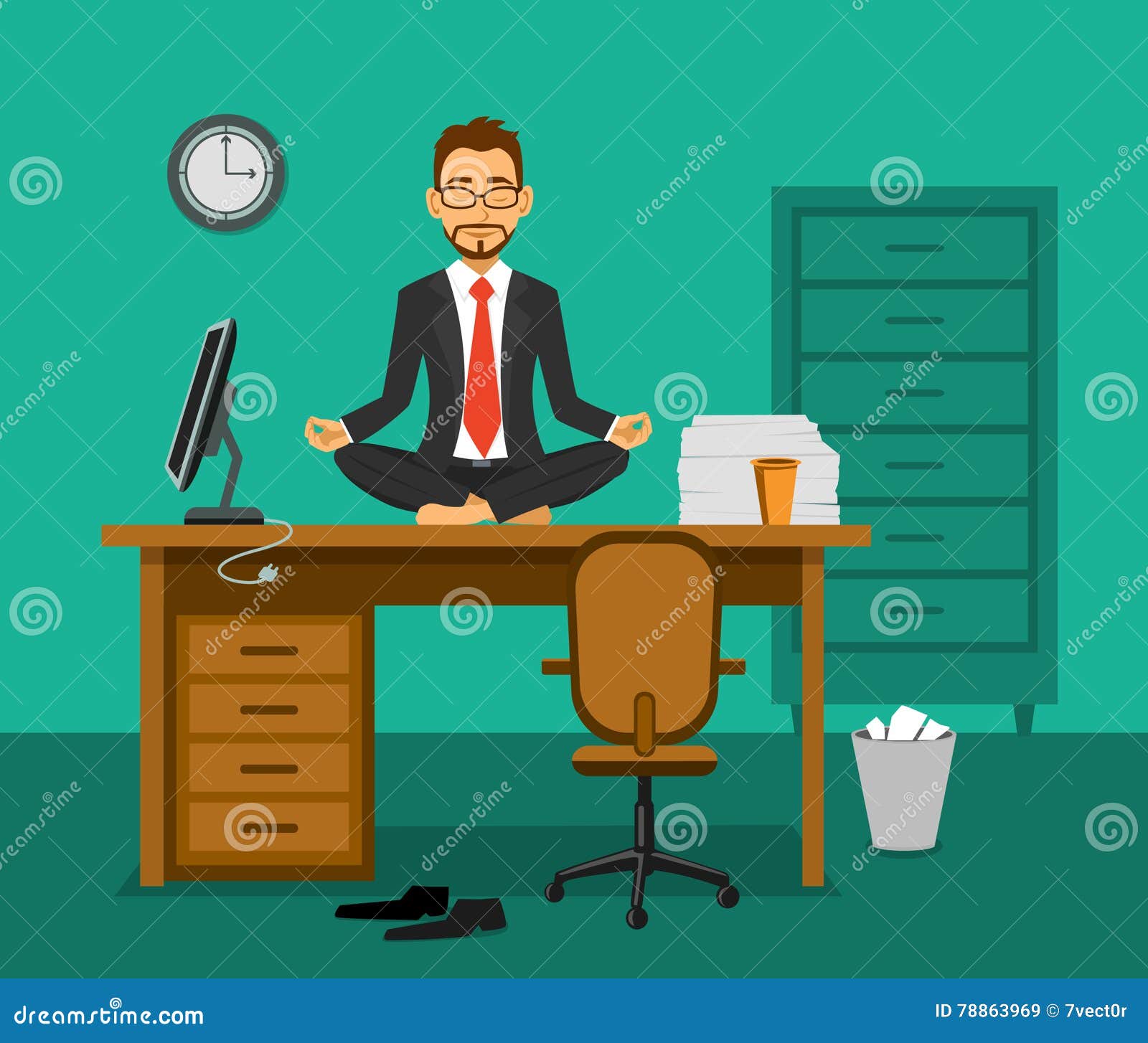 Office Yoga Vector Illustration Stock Vector Illustration Of