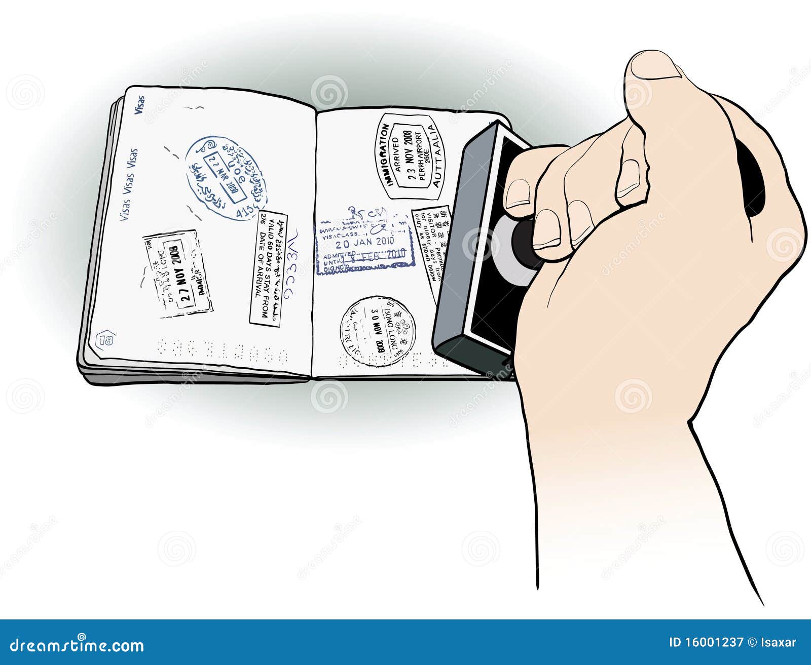 Officer Stamping A Passport Royalty Free Stock Photography Image