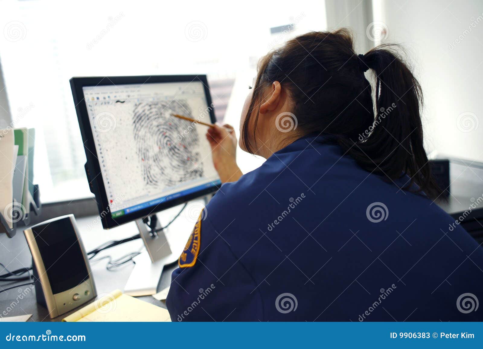 Officer Viewing Fingerprint Stock Image Image of fingerprint