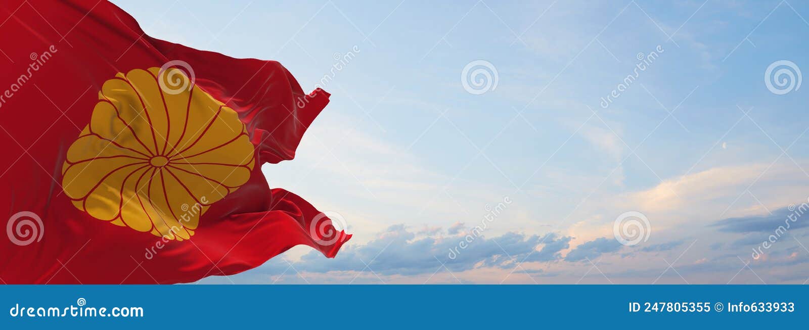official flag of empress dowager, japan at cloudy sky background