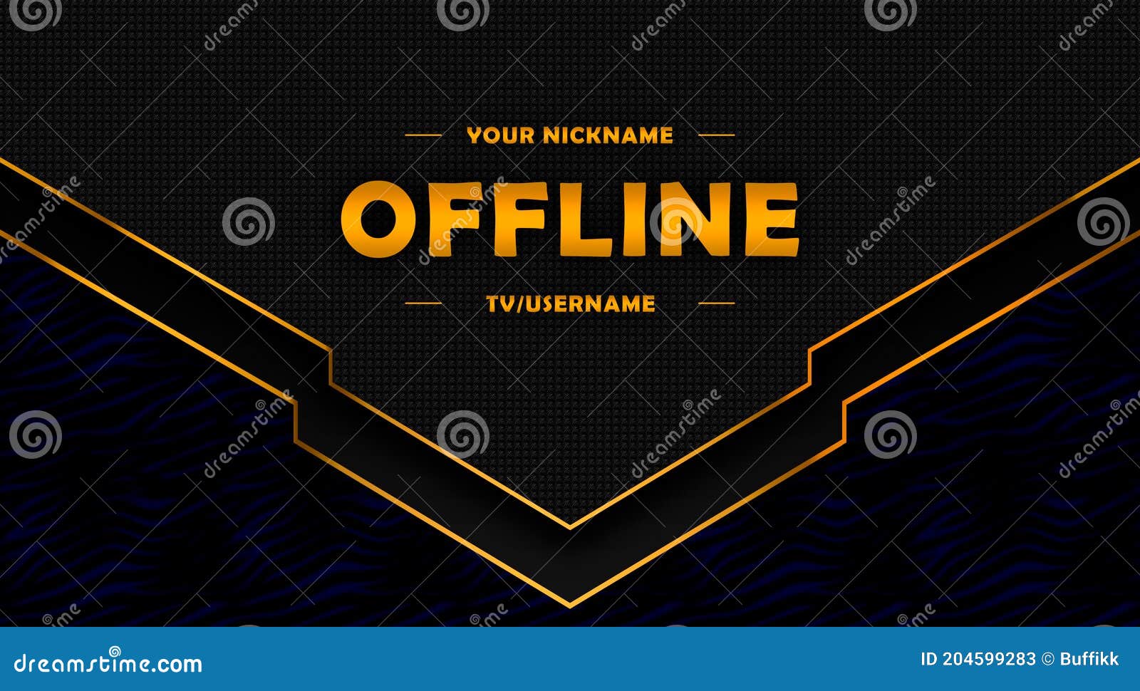 Offline Twitch Banner Background 16:9 for Stream. Offline Black Background  with Gold Lines Stock Illustration - Illustration of screen, social:  204599283