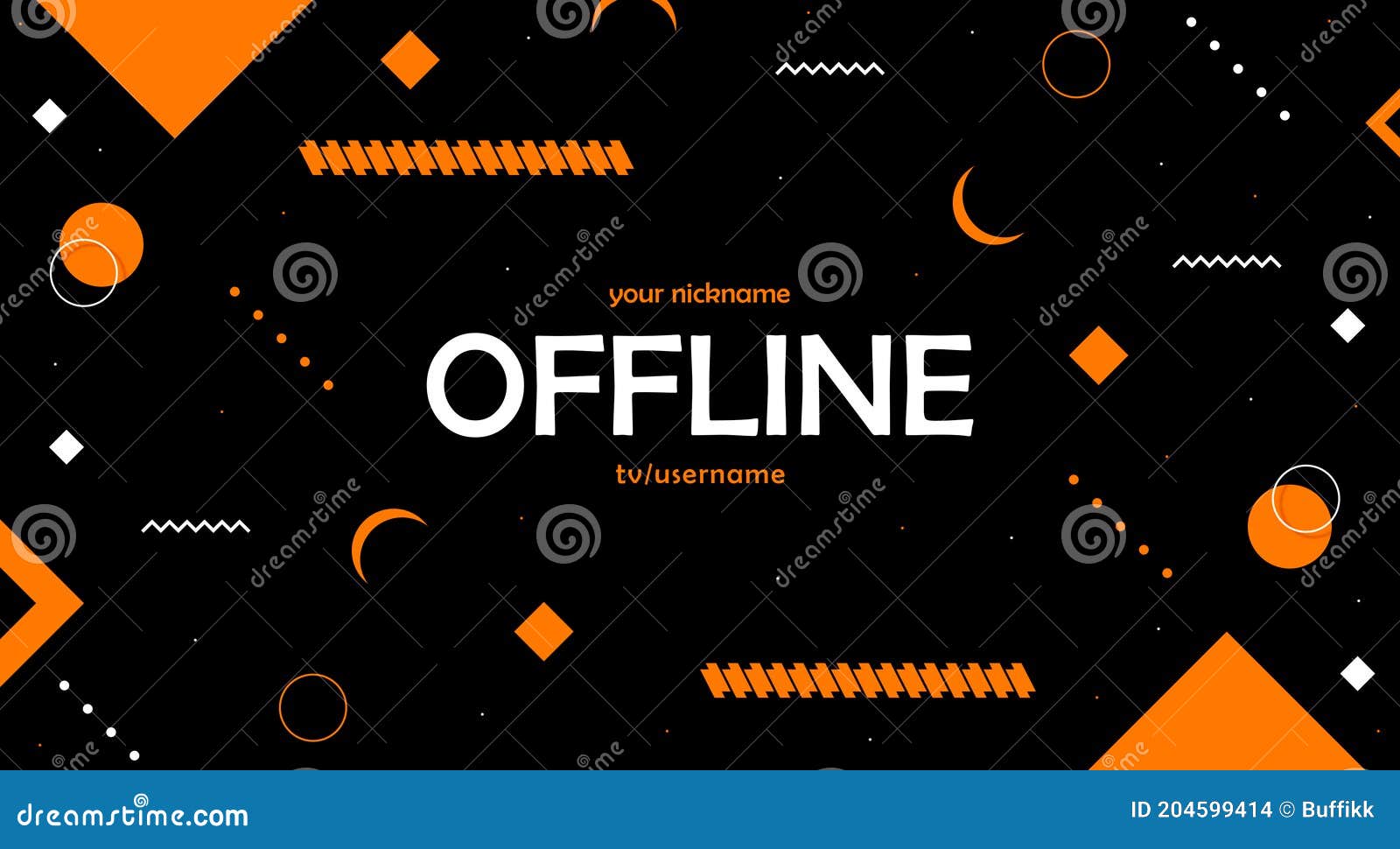 Offline Twitch Hud Screen Banner 16:9 for Stream. Offline Black Background  with Orange Shapes Stock Illustration - Illustration of twitch, modern:  204599414