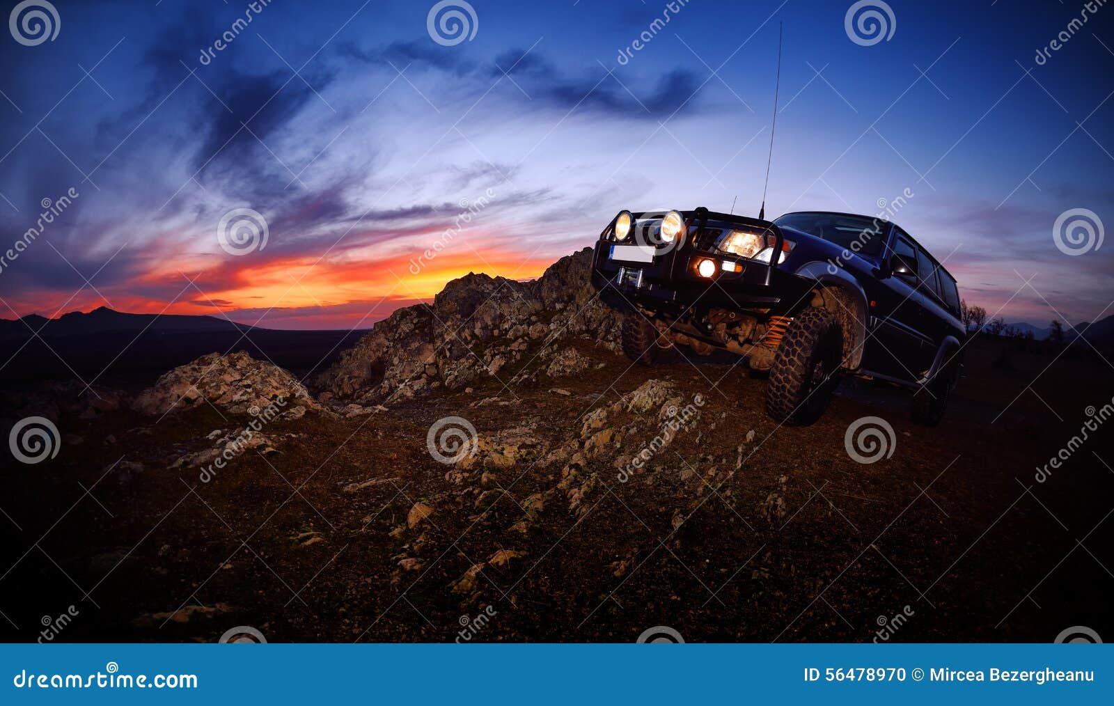 offroad car on mountain road