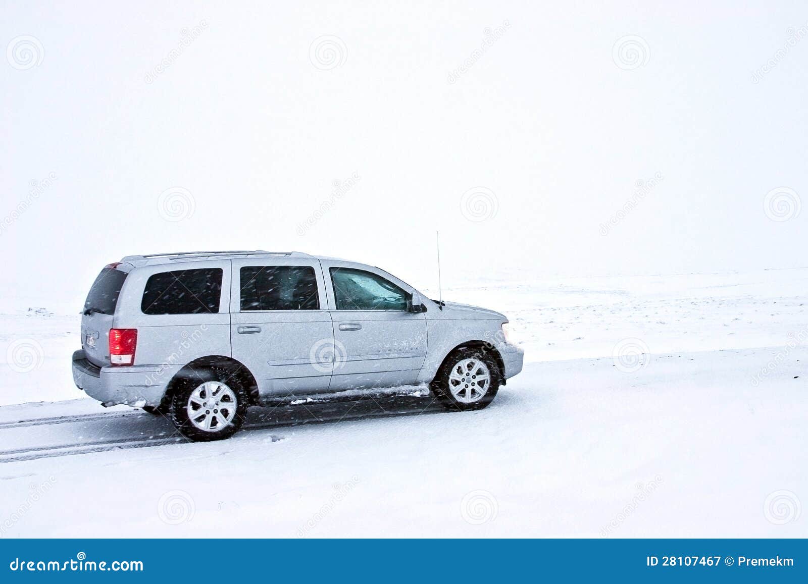 offroad car on the snowy road