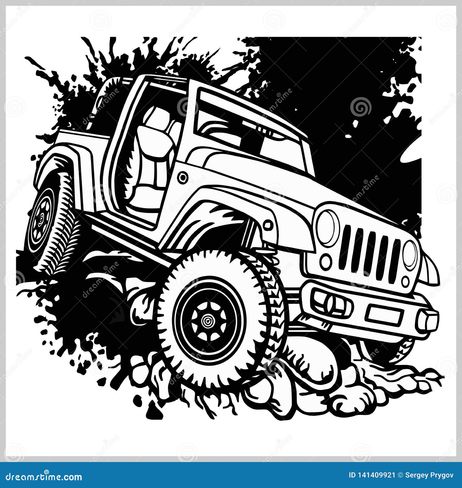 Offroad Suv Car Monochrome Template for Labels, Emblems, Badges or