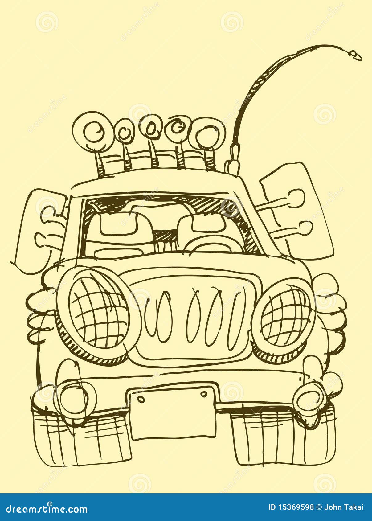 Single line drawing of tough 4x4 speed jeep Vector Image