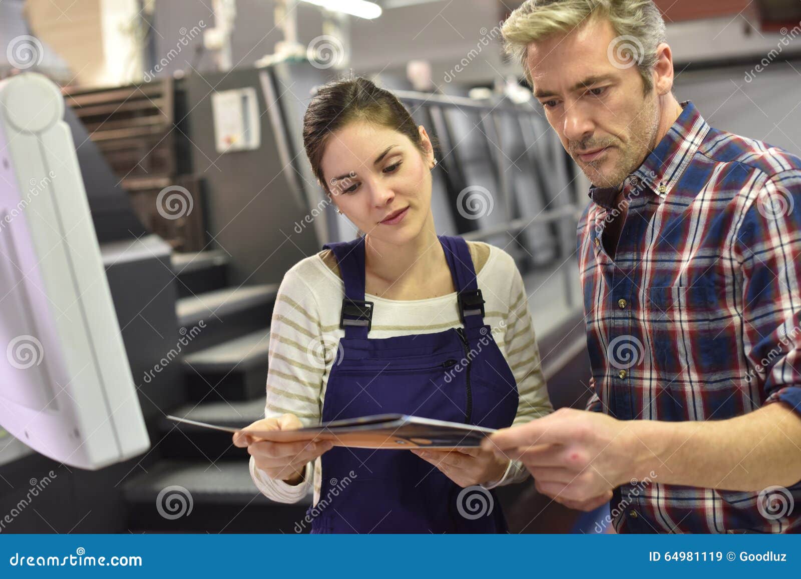 Offset Printer and Apprentice in Printing Industry Stock Image Image