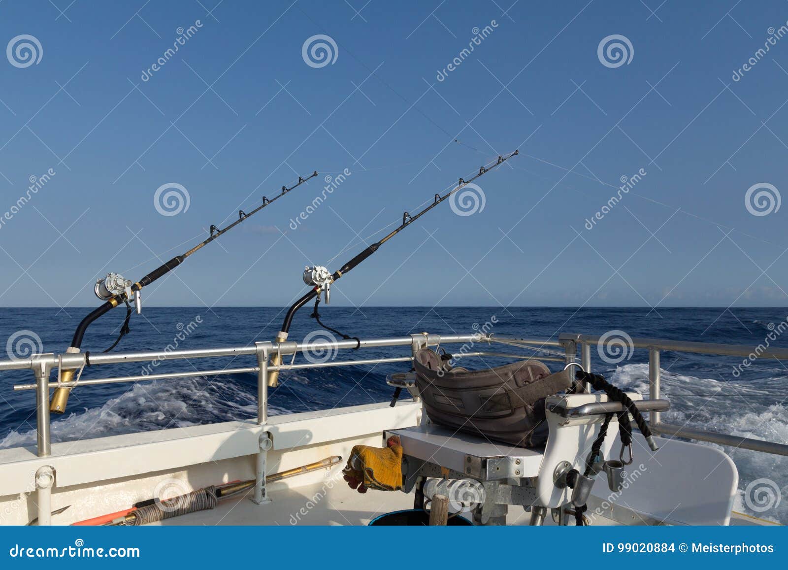 Offshore Fishing Gear and Chair of Boat Stock Photo - Image of deep, poles:  99020884