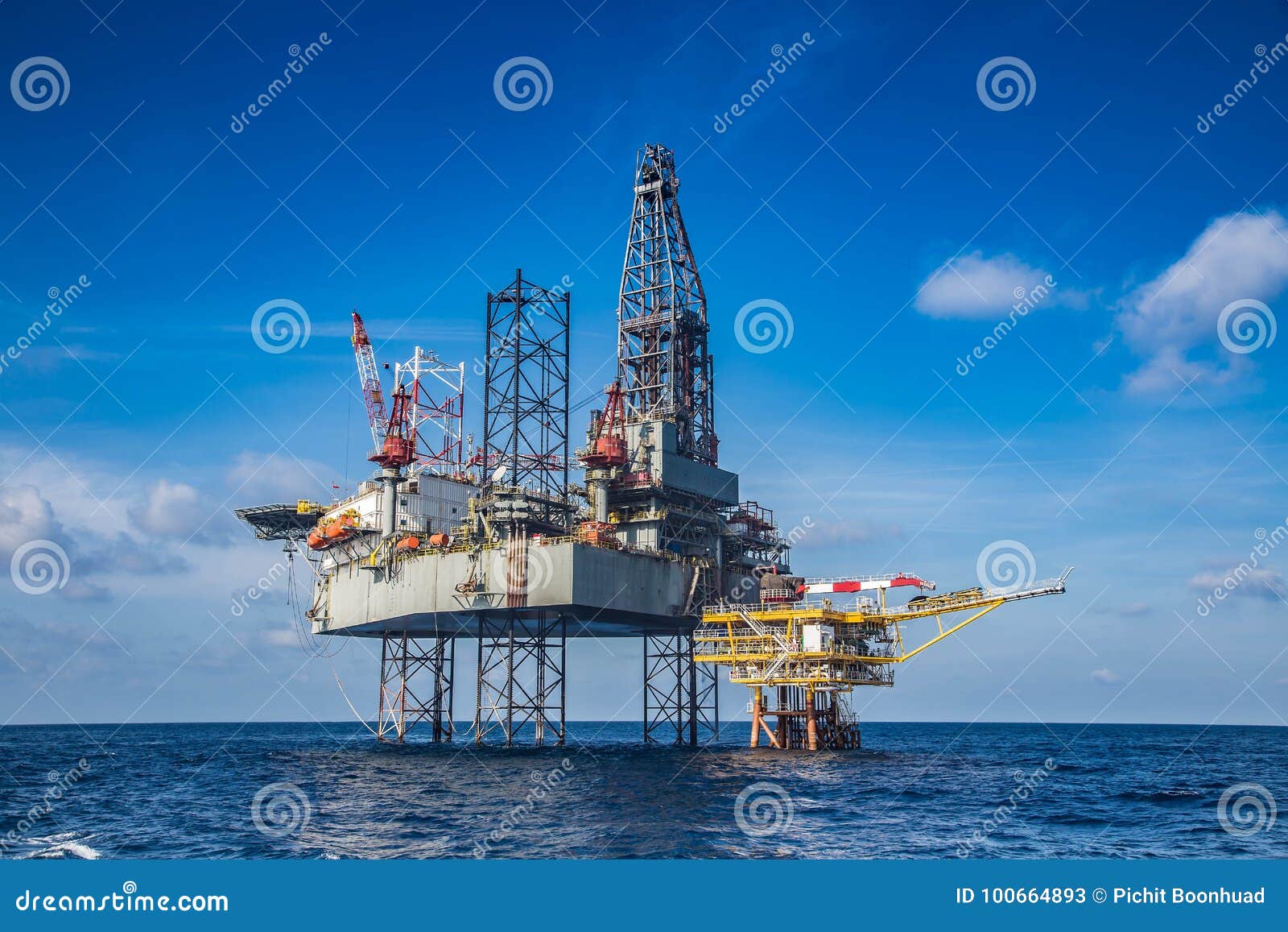 offshore oil and gas drilling rig while completion well on oil a