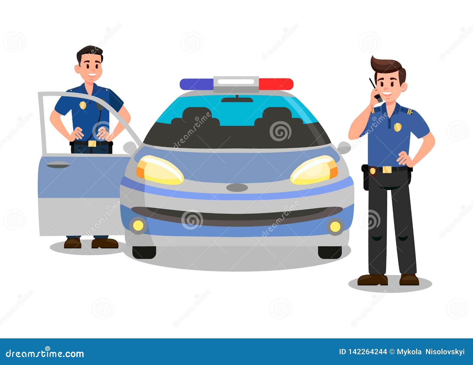 Oficiales De Policía Con El Personaje De Dibujos Animados Talky De Walky  Ilustración del Vector - Ilustración de respondedor, agente: 142264244