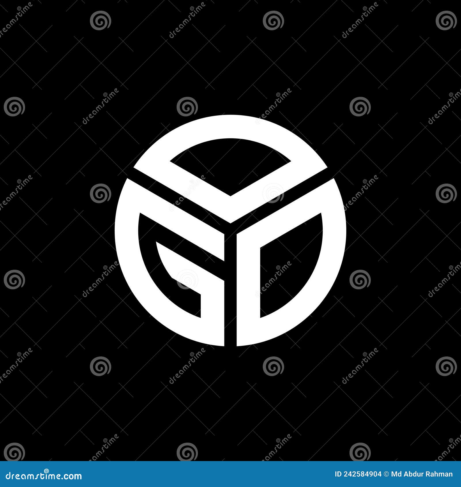 ogo letter logo  on black background. ogo creative initials letter logo concept. ogo letter 