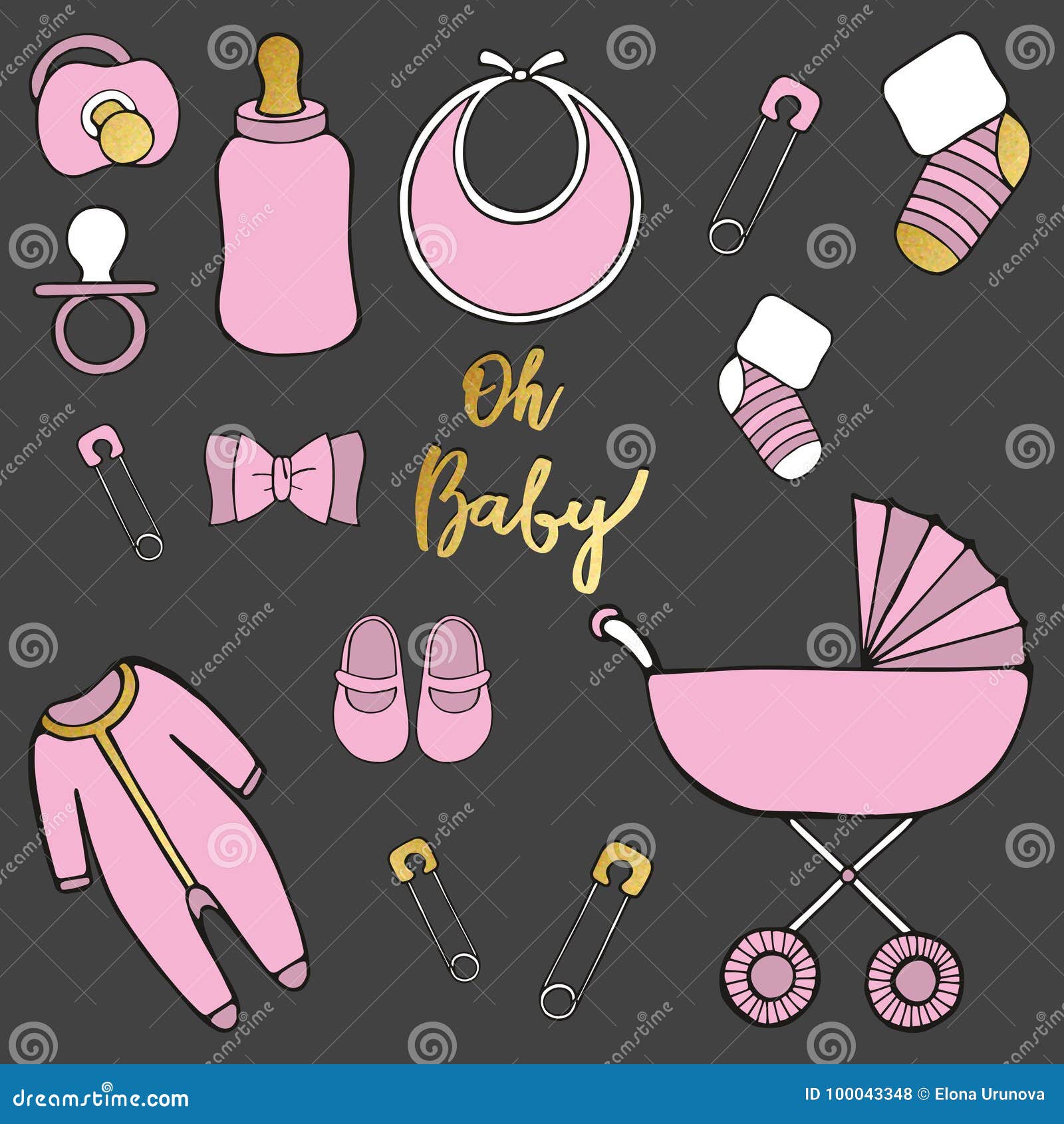Download Oh Baby. Vector Illustration Set For Design And Decoration ...