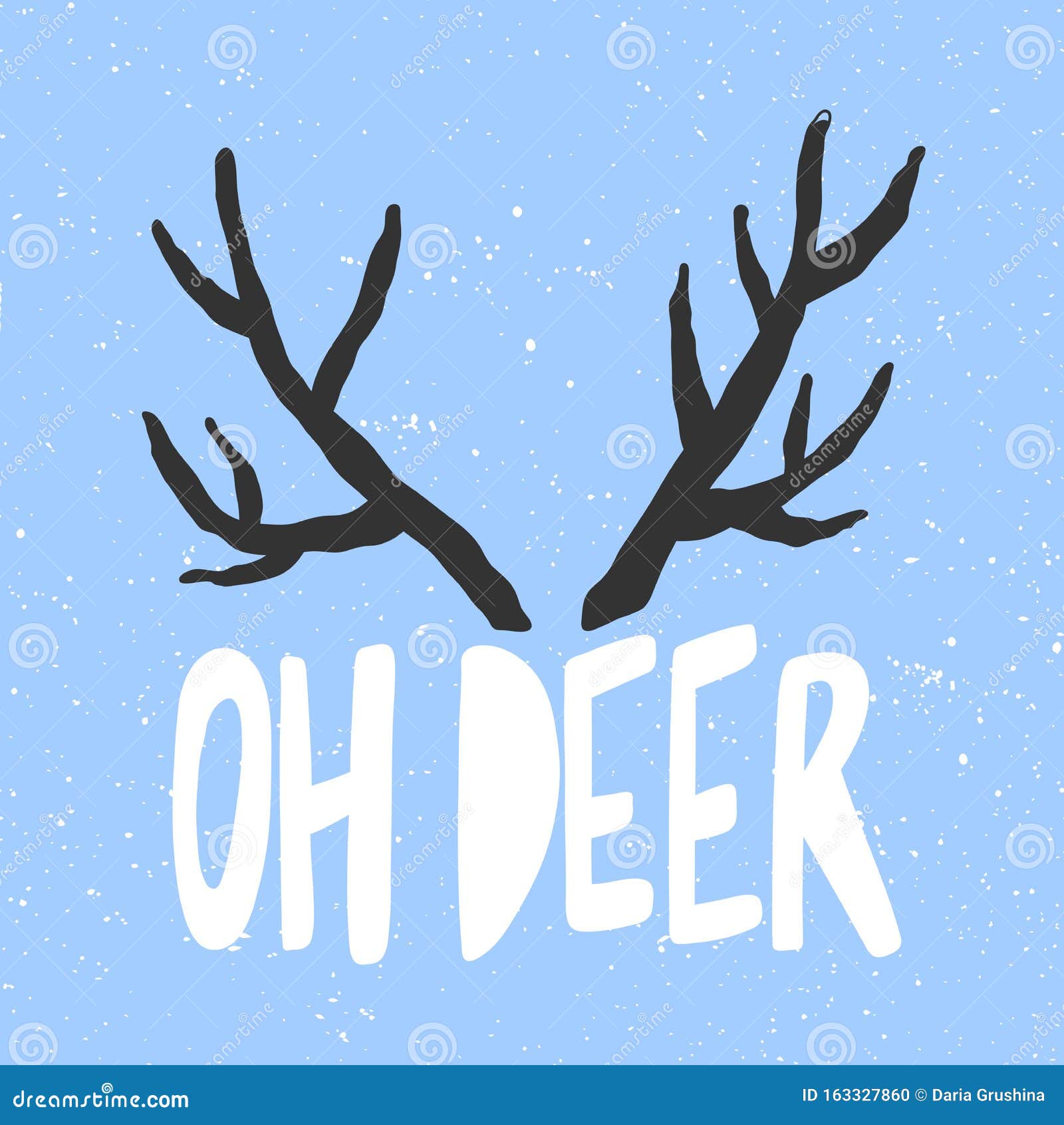 Oh Deer. Christmas and Happy New Year Vector Hand Drawn Illustration Banner  with Cartoon Comic Lettering. Stock Vector - Illustration of noel, icon:  163327860