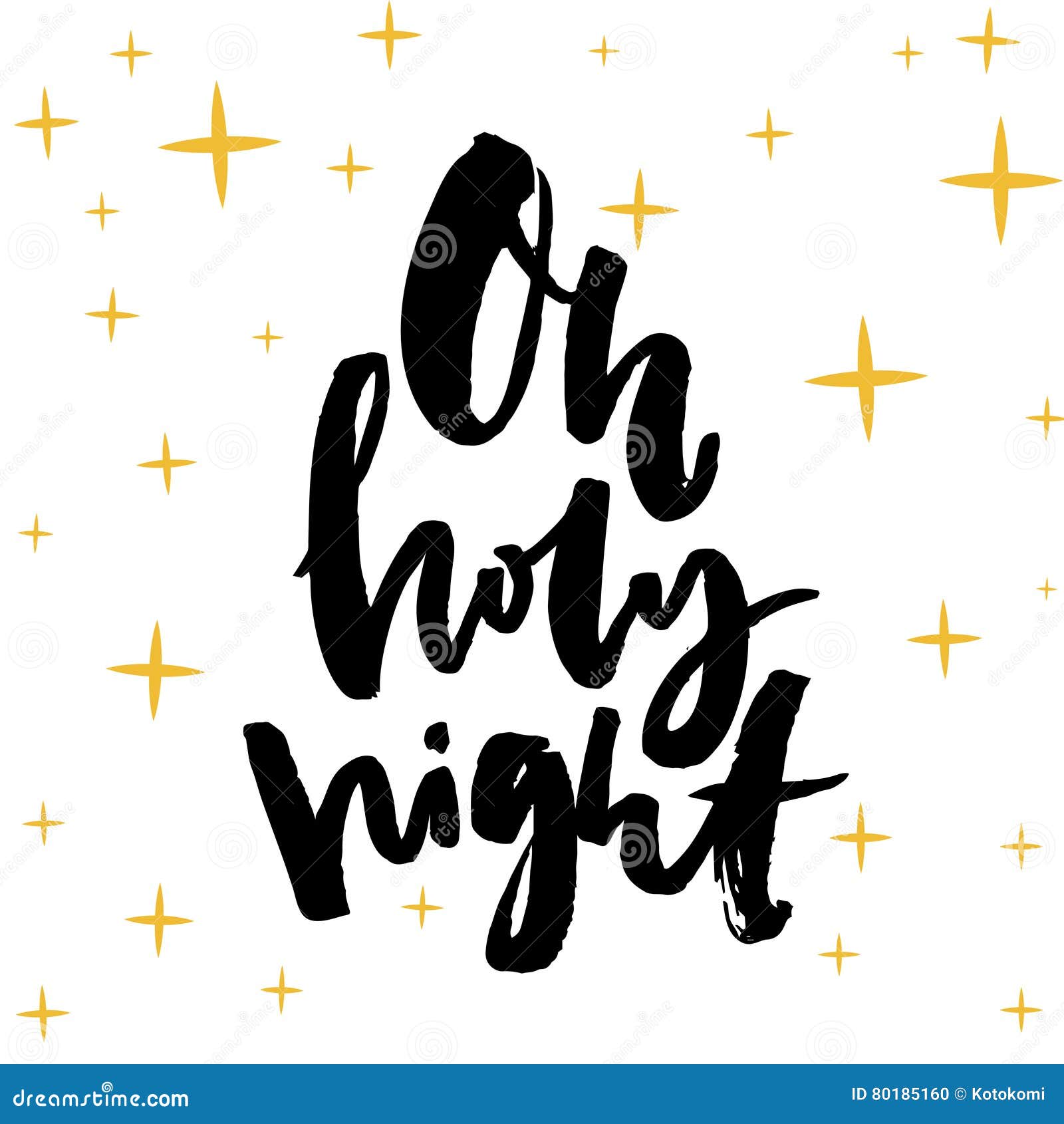Oh Holy Night. Christmas Card Design. Brush Calligraphy, Black Words On White Background Stock ...