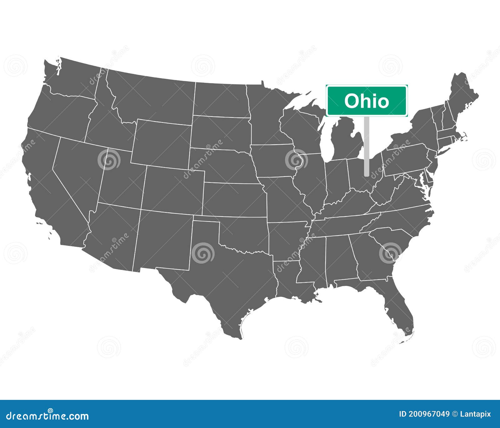 Ohio State Limit Sign and Map of USA Stock Vector - Illustration of ...