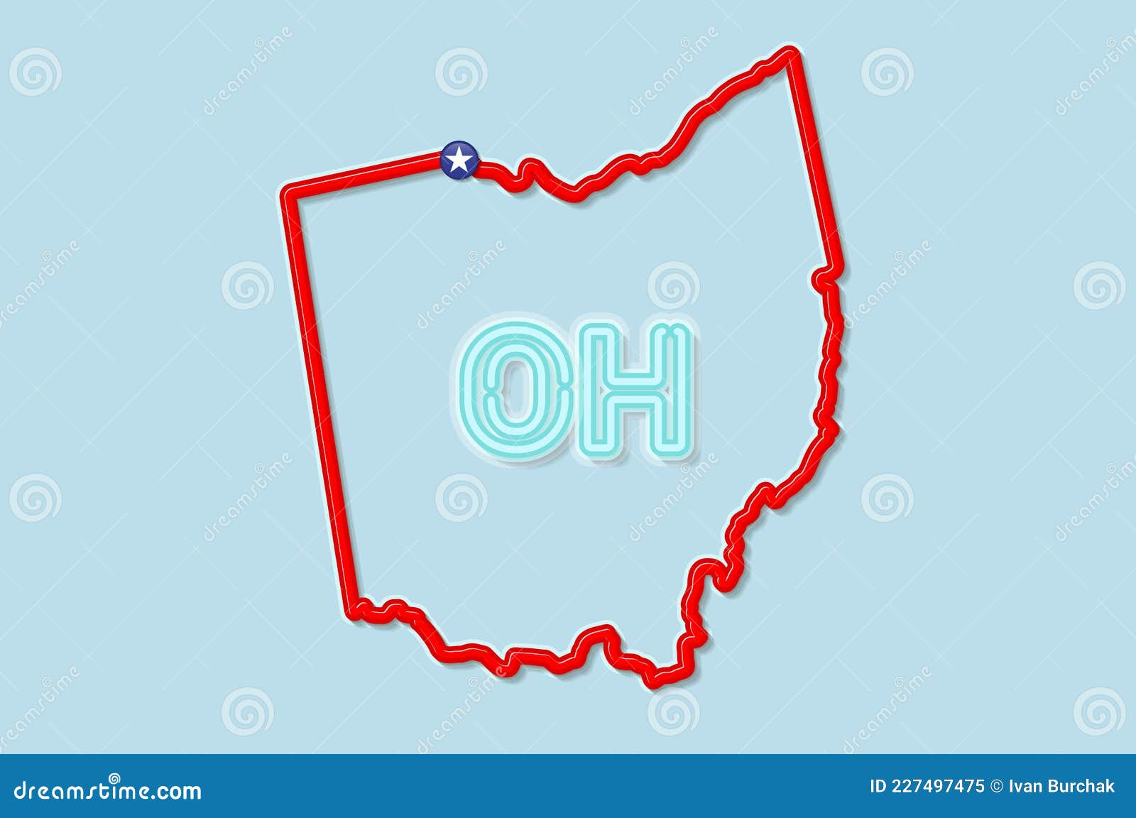 Ohio US State Bold Outline Map. Vector Illustration Stock Vector