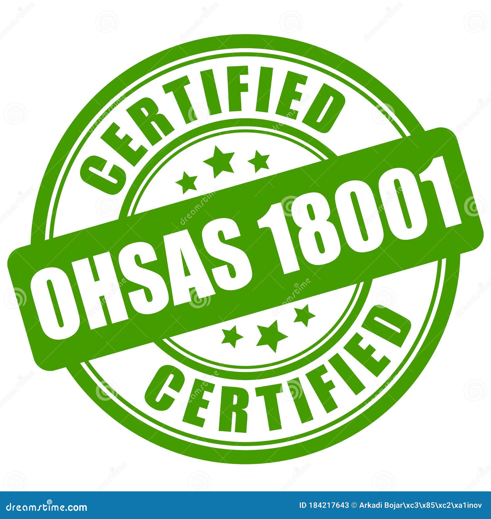 Ohsas 18001 Certified Green Label Stock Vector Illustration of label