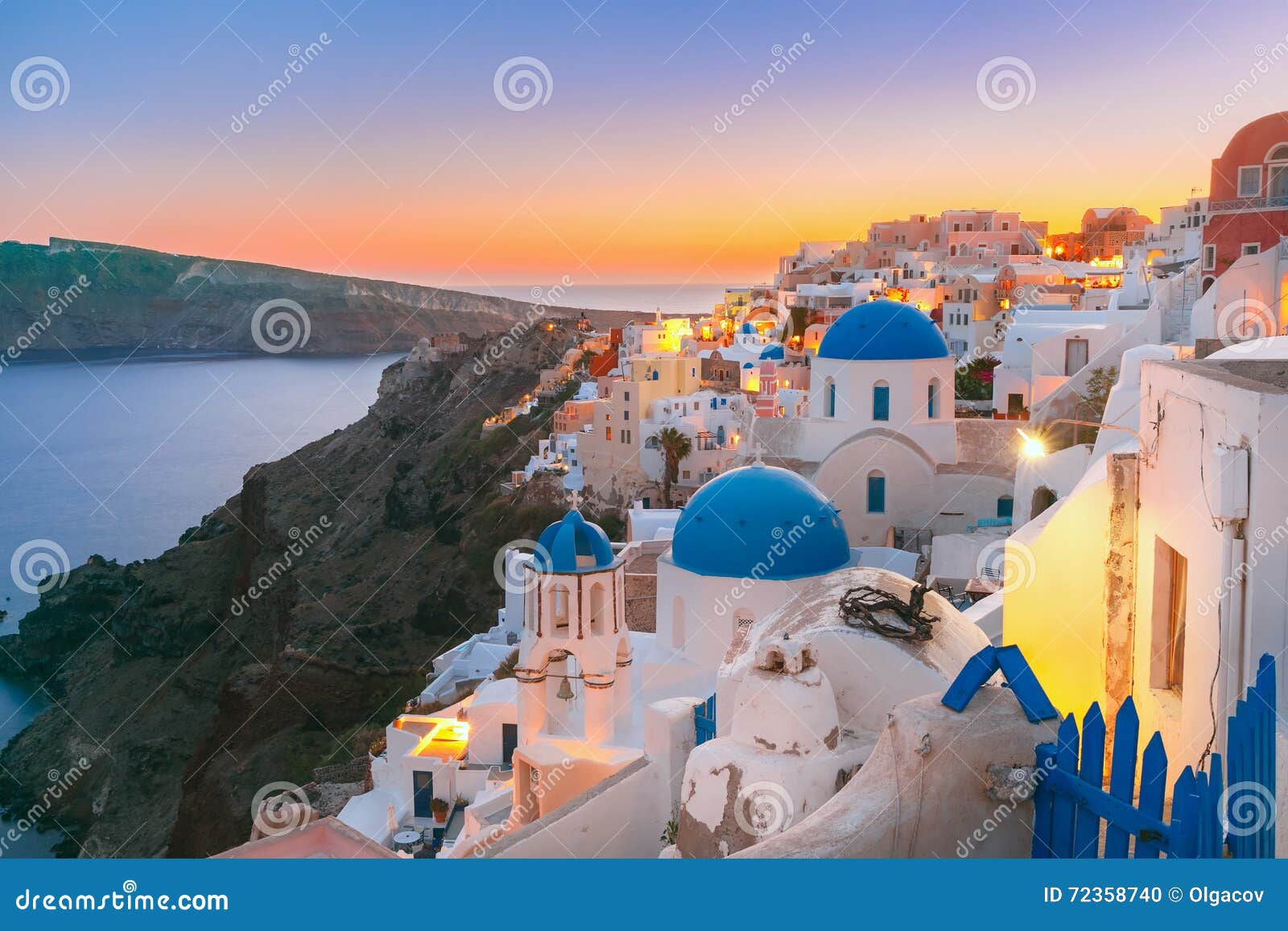 Oia At Sunset Santorini Greece Stock Photo Image Of