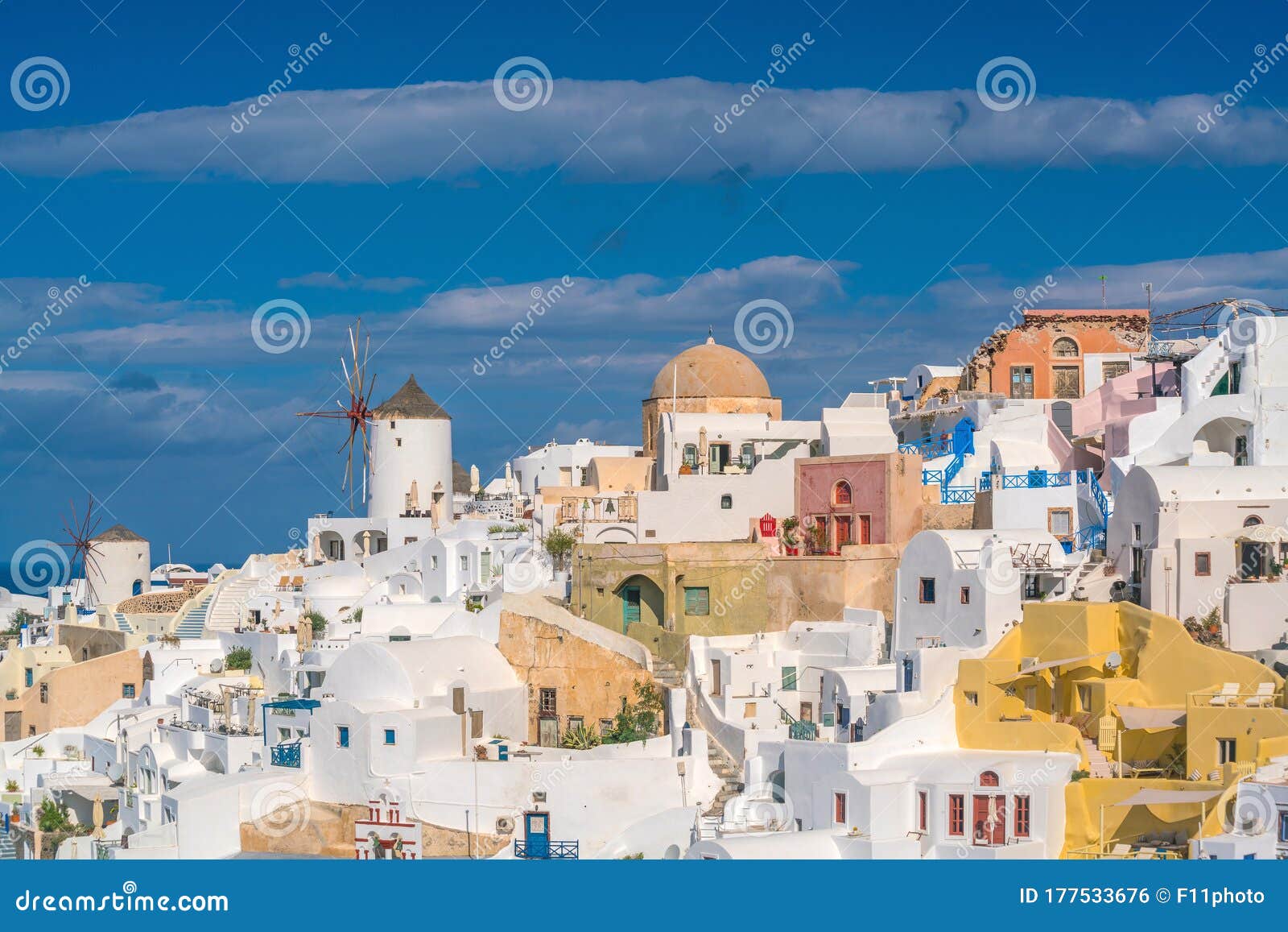 Oia Town Cityscape at Santorini Island in Greece Stock Photo - Image of ...