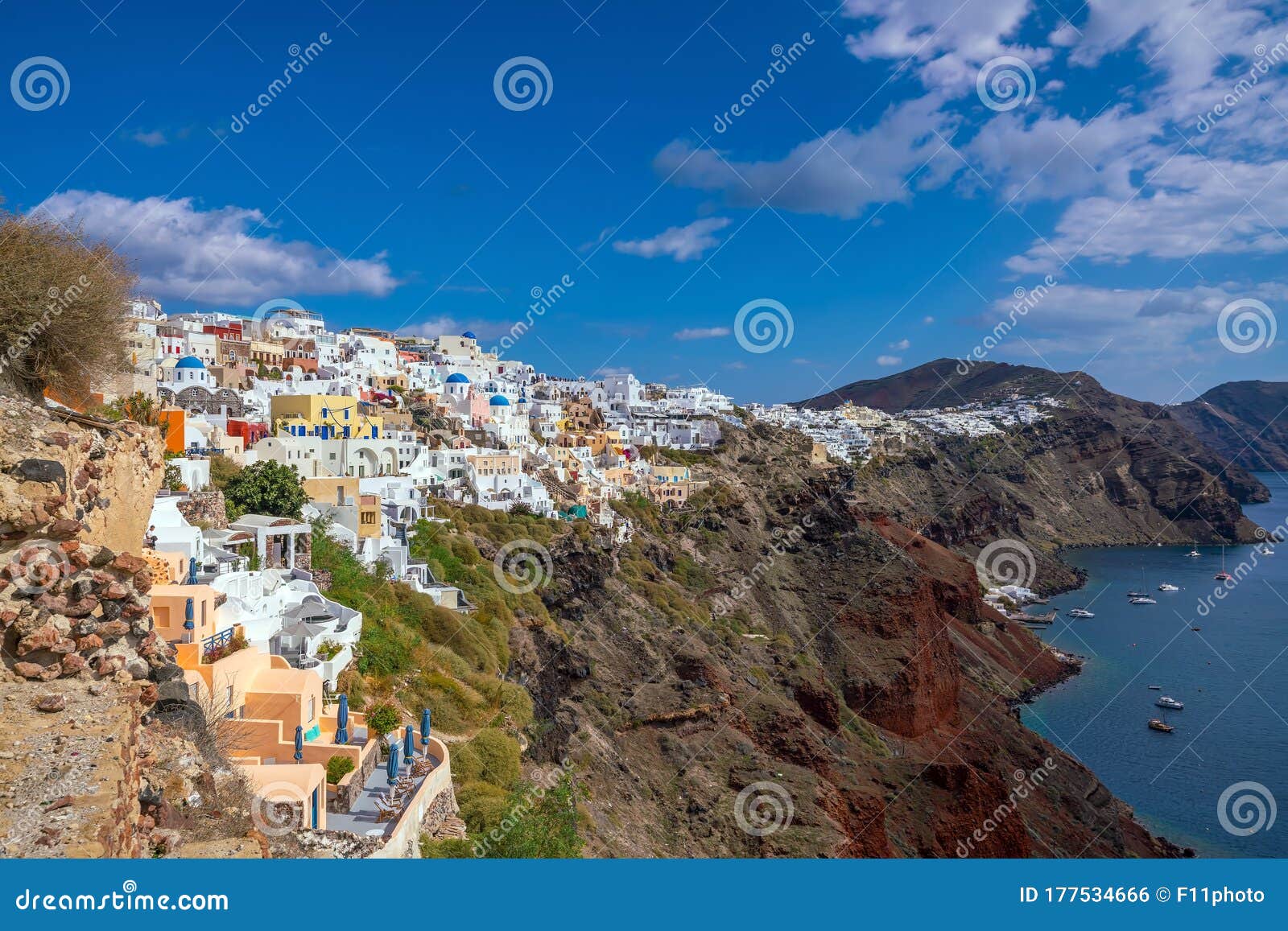 Oia Town Cityscape at Santorini Island in Greece Stock Photo - Image of ...