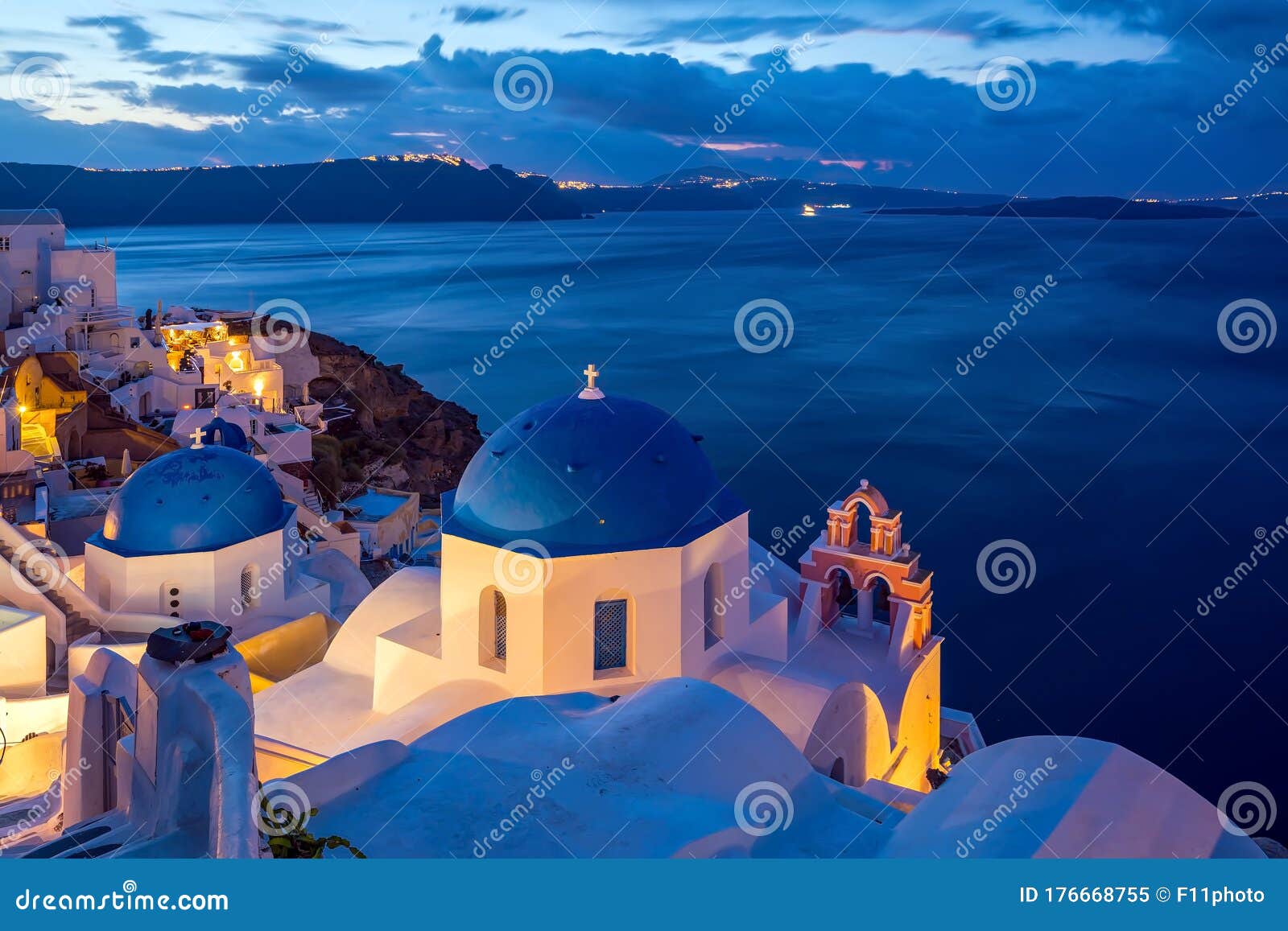 Oia Town Cityscape at Santorini Island in Greece Stock Image - Image of ...