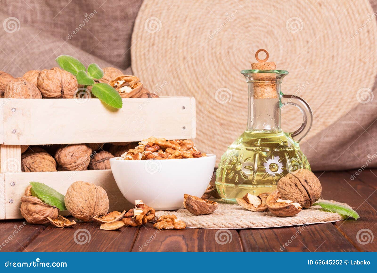 Oil on Background of Green Walnuts Stock Photo Image of bottle, meal