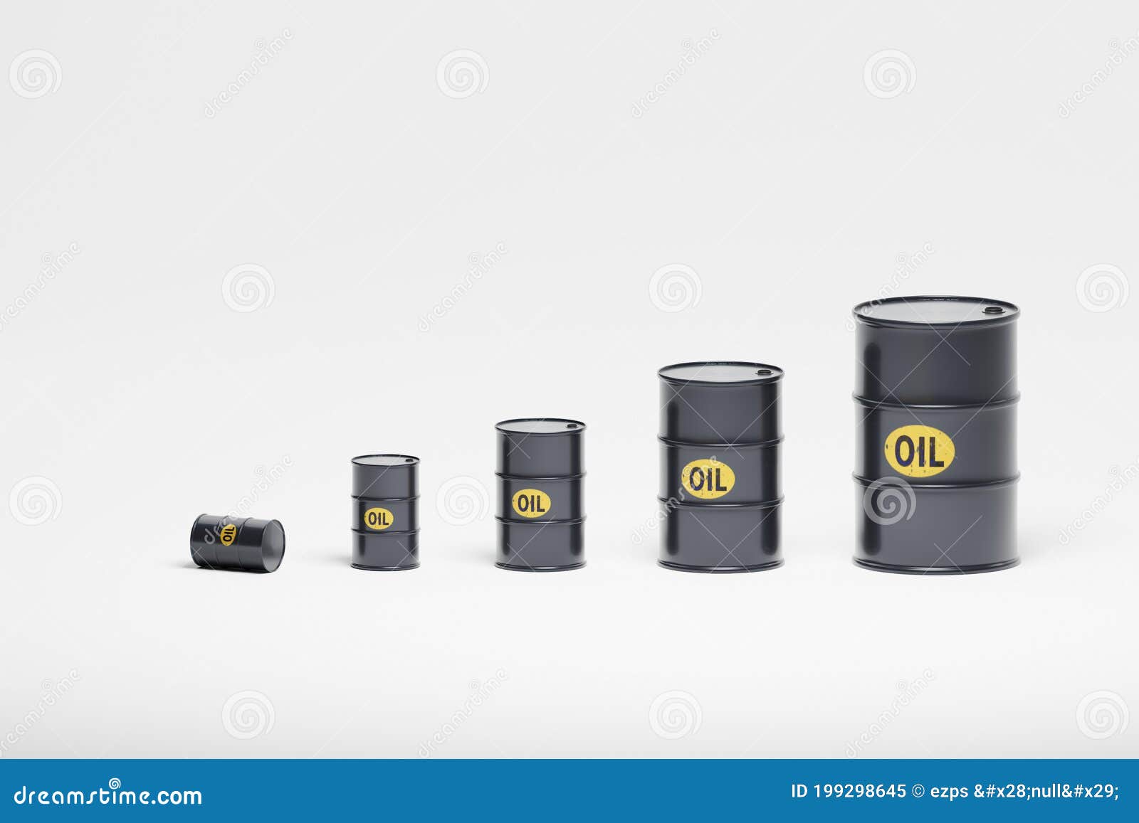 Oil Barrels Different Size.3d Illustration Stock Illustration
