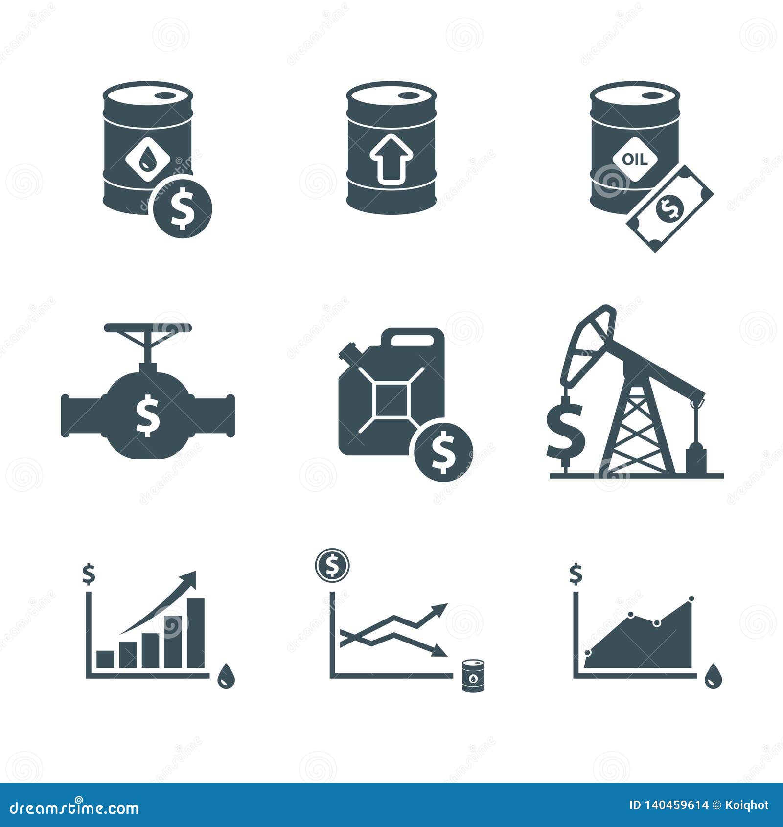 oil commodity price icons set