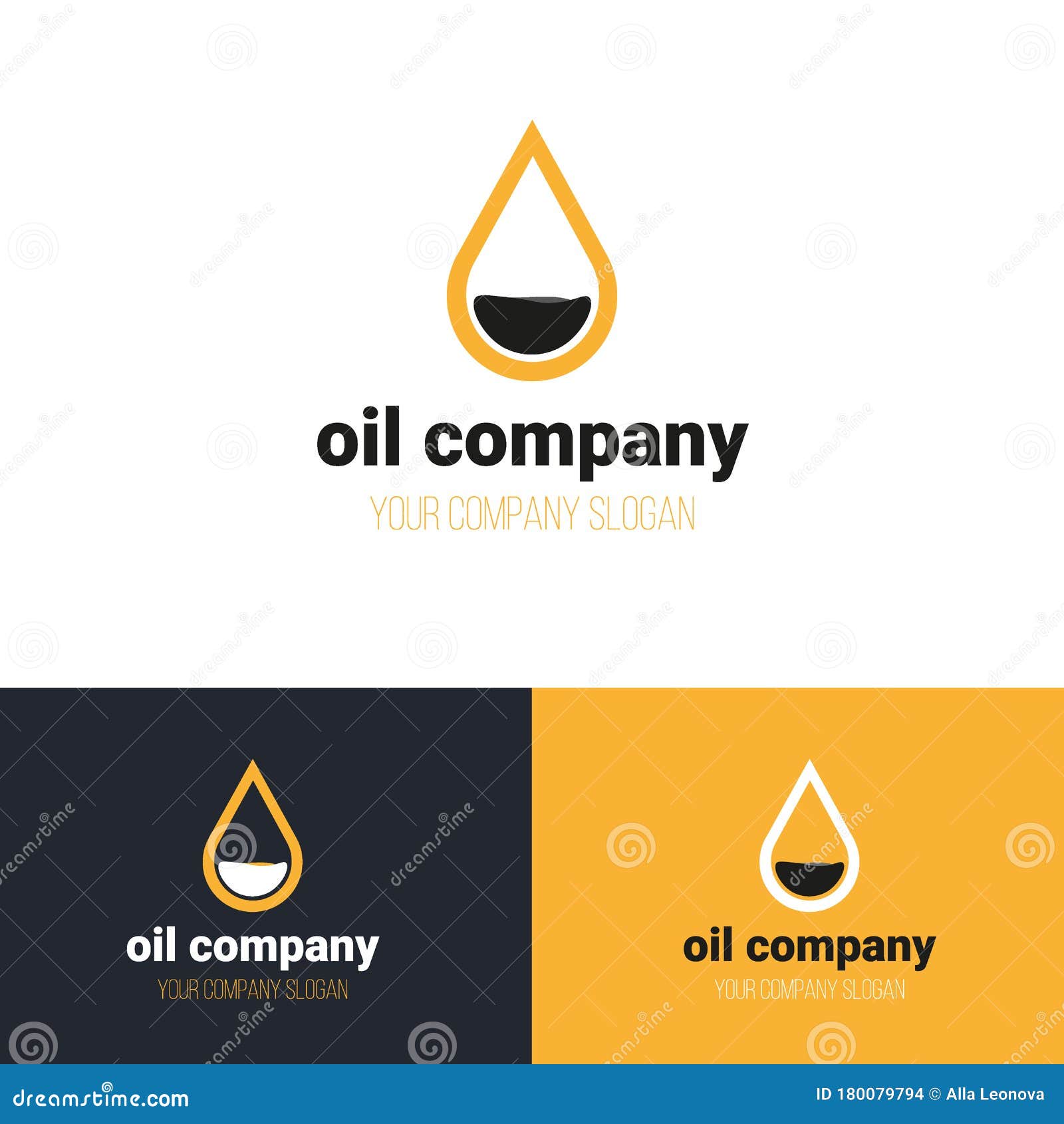Oil Company Logo with Drop. Vector Logo Design. Stock Vector