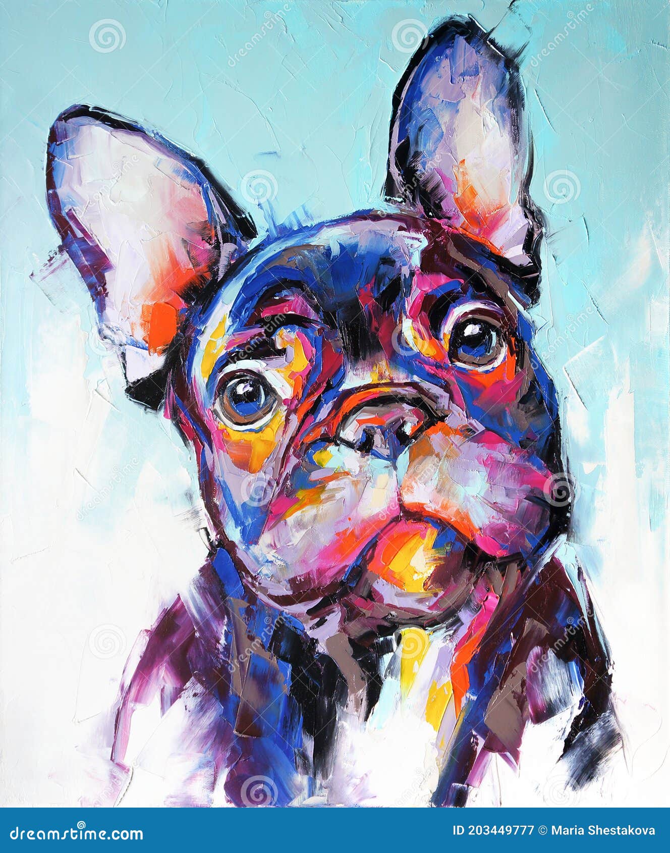 French Bulldog Abstract Watercolor Painting Contemporary Art Print by Artist DJR