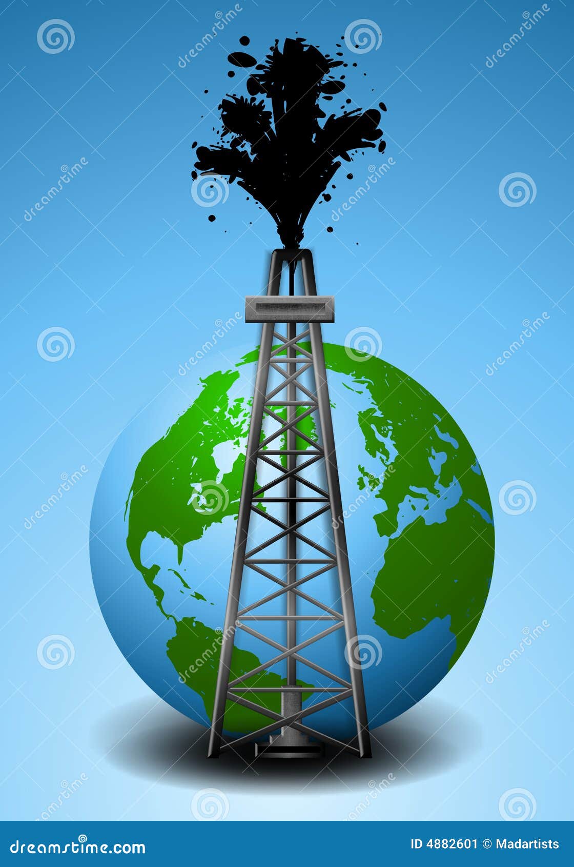 oil drilling rig and earth