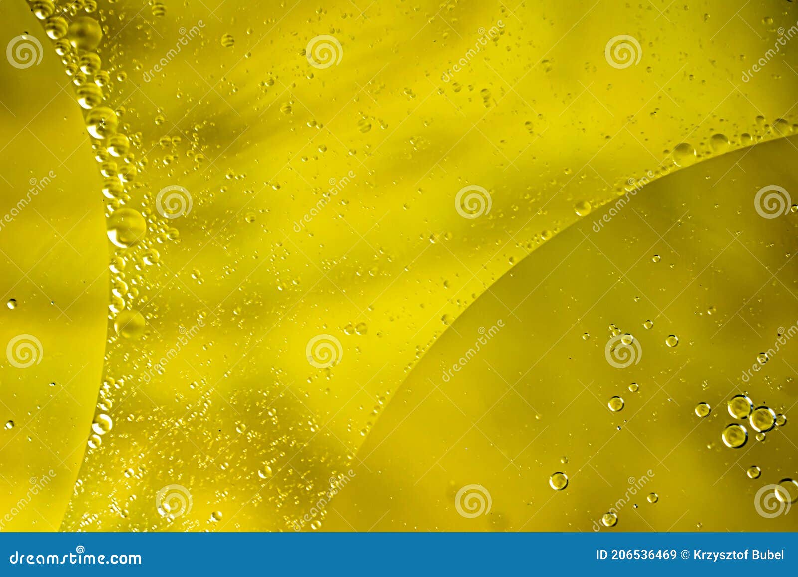 Oil Drops on Water on Yellow Background Stock Image Image of metal