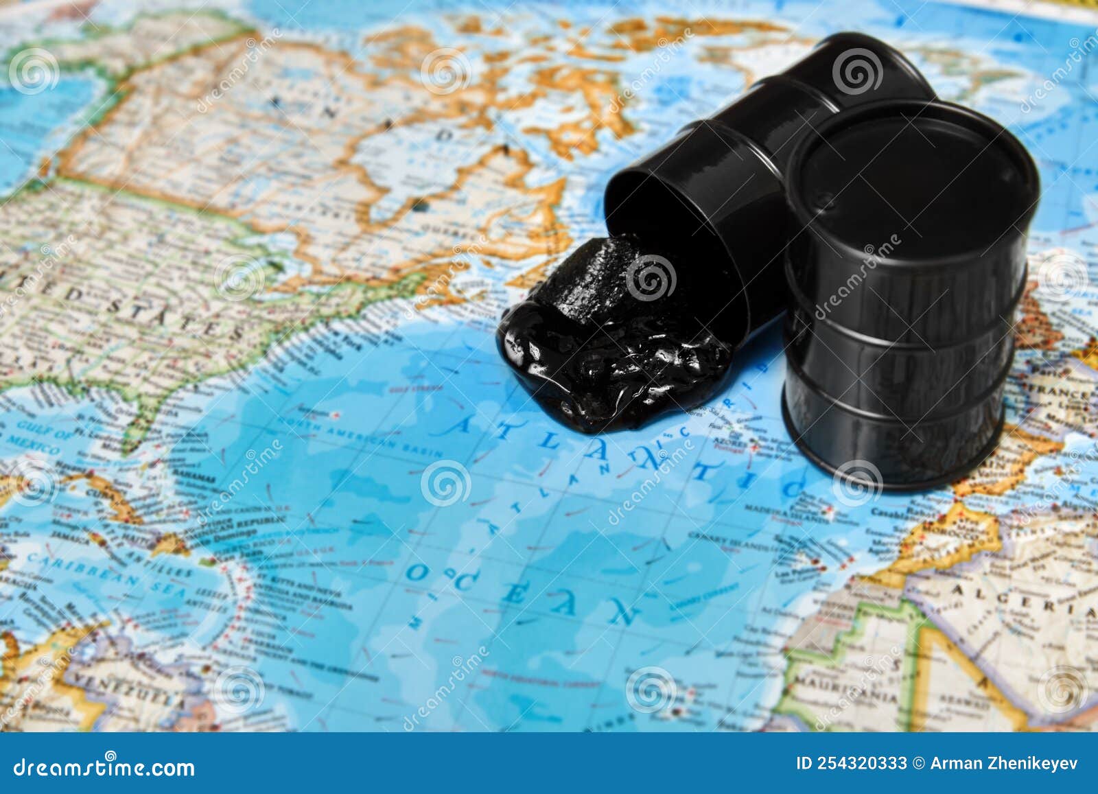 Oil Drums Spilling Oil To the Map Stock Image Image of barrel, americas 254320333