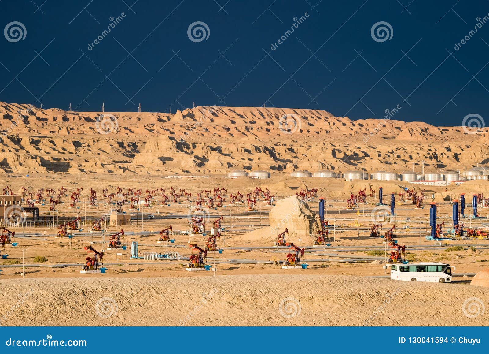oil field on yardang landforms