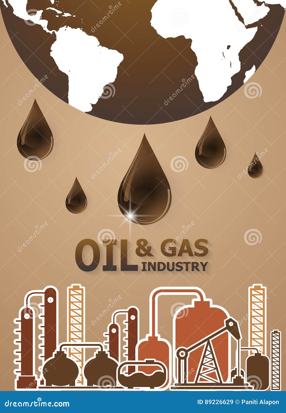 Oil and Gas Industry Concept, Extraction, Processing Stock Vector