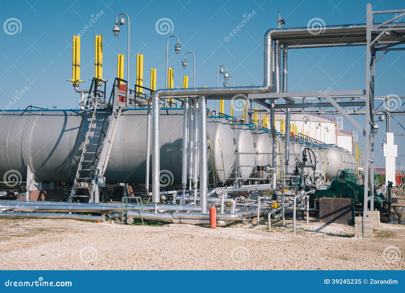 Oil and gas storage tanks stock image. Image of equipment 39245235