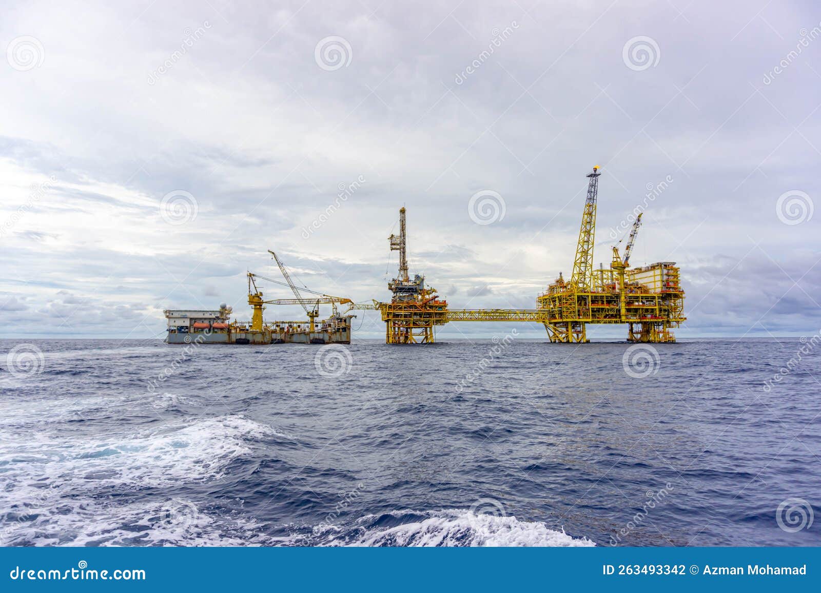 Oil and Gas Tender Platform during Drilling. Editorial Photography