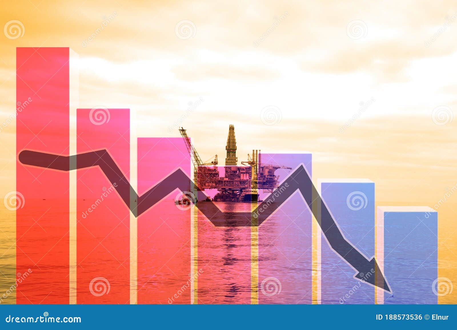 Oil Industry Decline Concept with Chart Stock Photo Image of hydrocarbon, crash 188573536