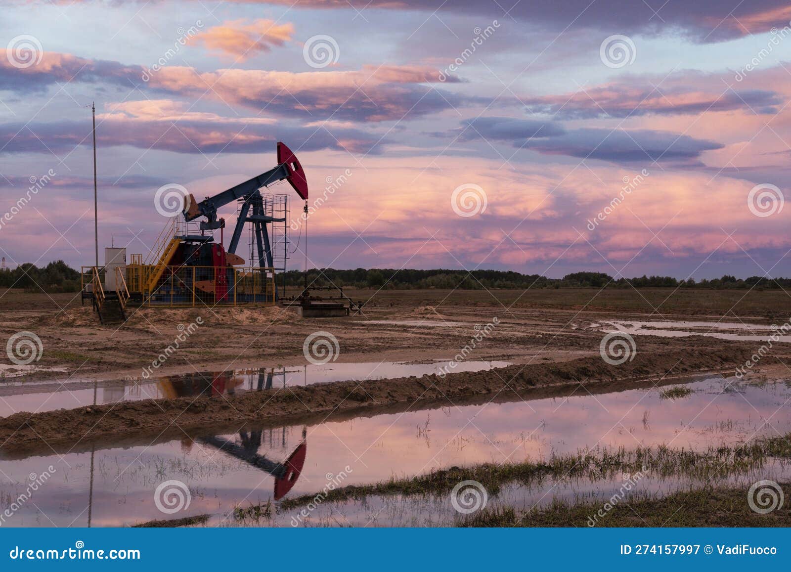 Oil Industry. Oil Rigs. Oil Pumps at Sunset Stock Image Image of