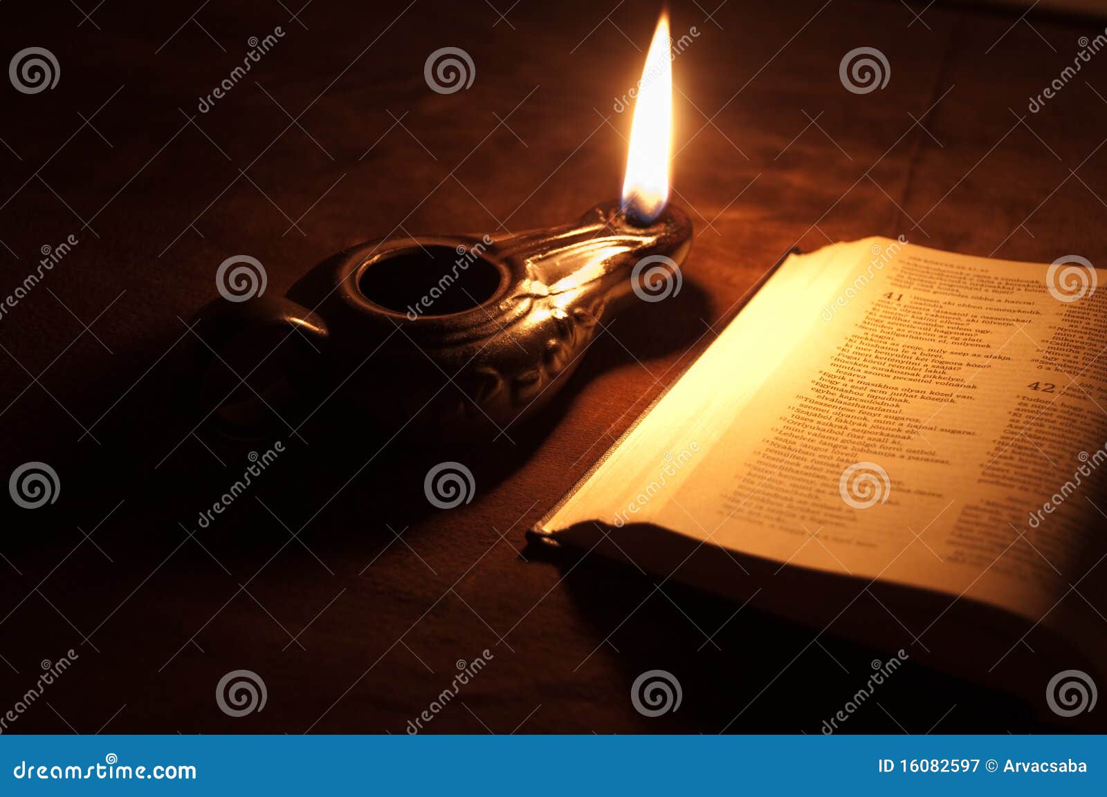 oil lamp and bible