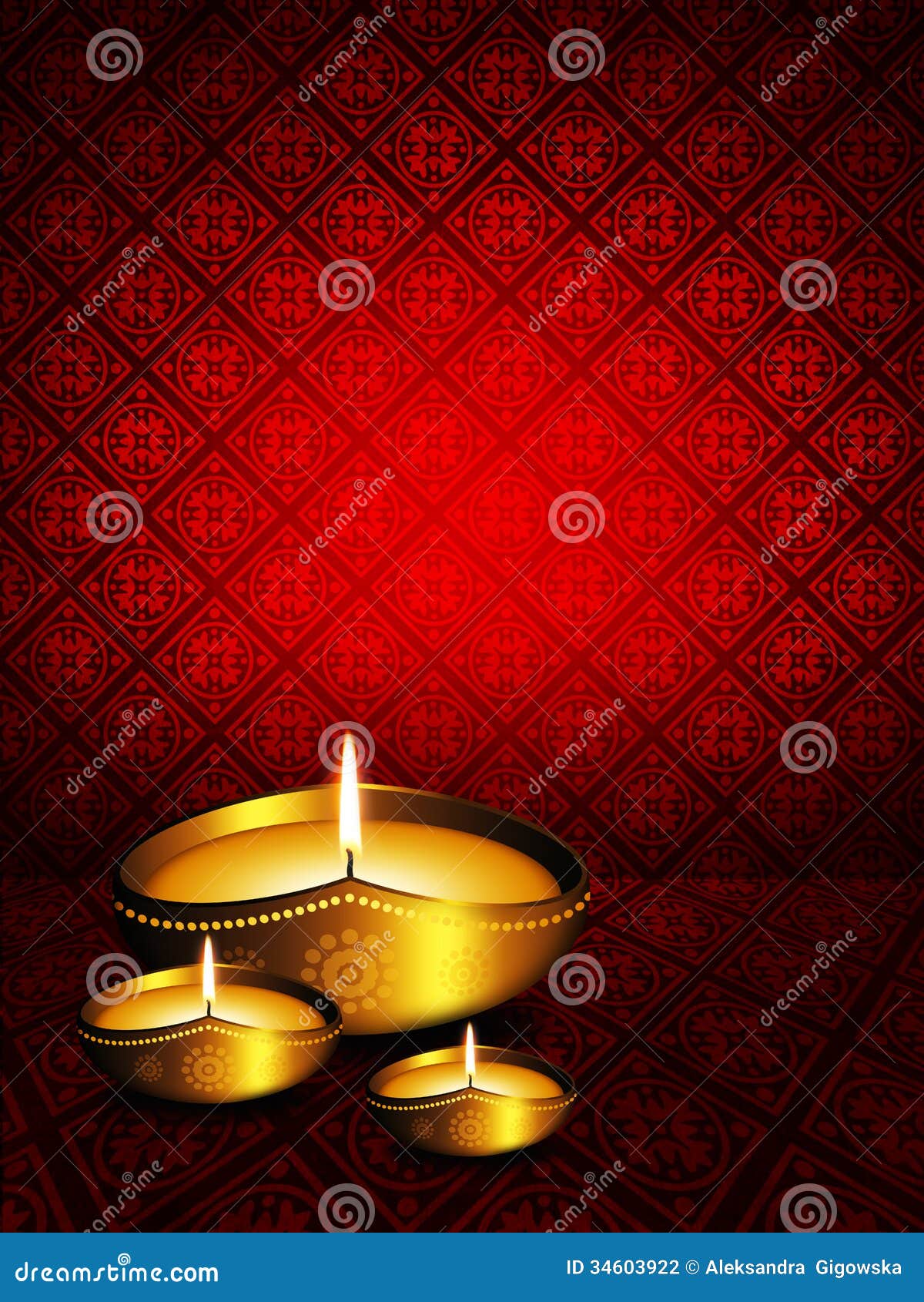 Oil Lamp with Diwali Greetings Over Dark Background Stock ...