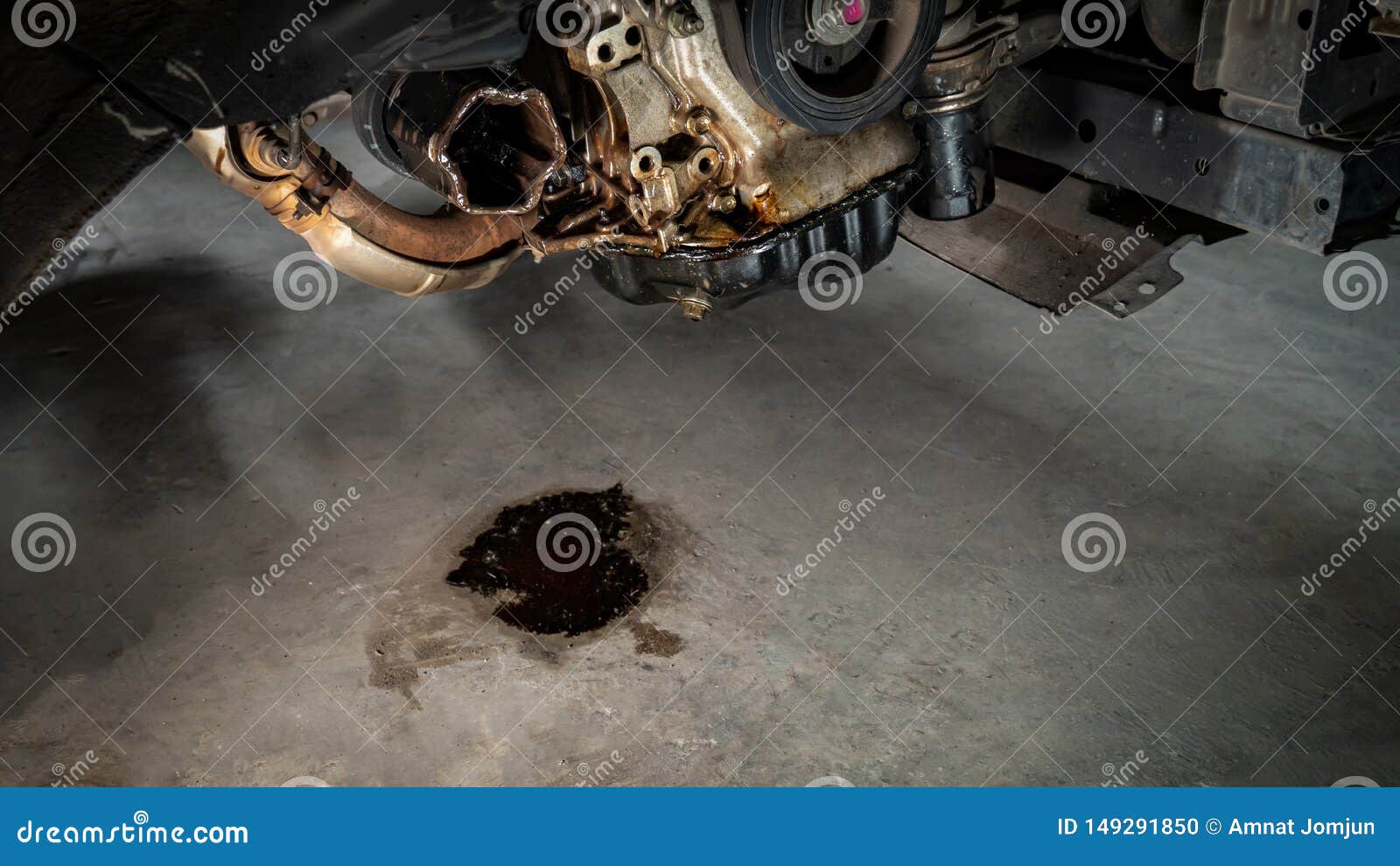 Oil leak in the engine stock photo. Image of spill, leak - 149291850