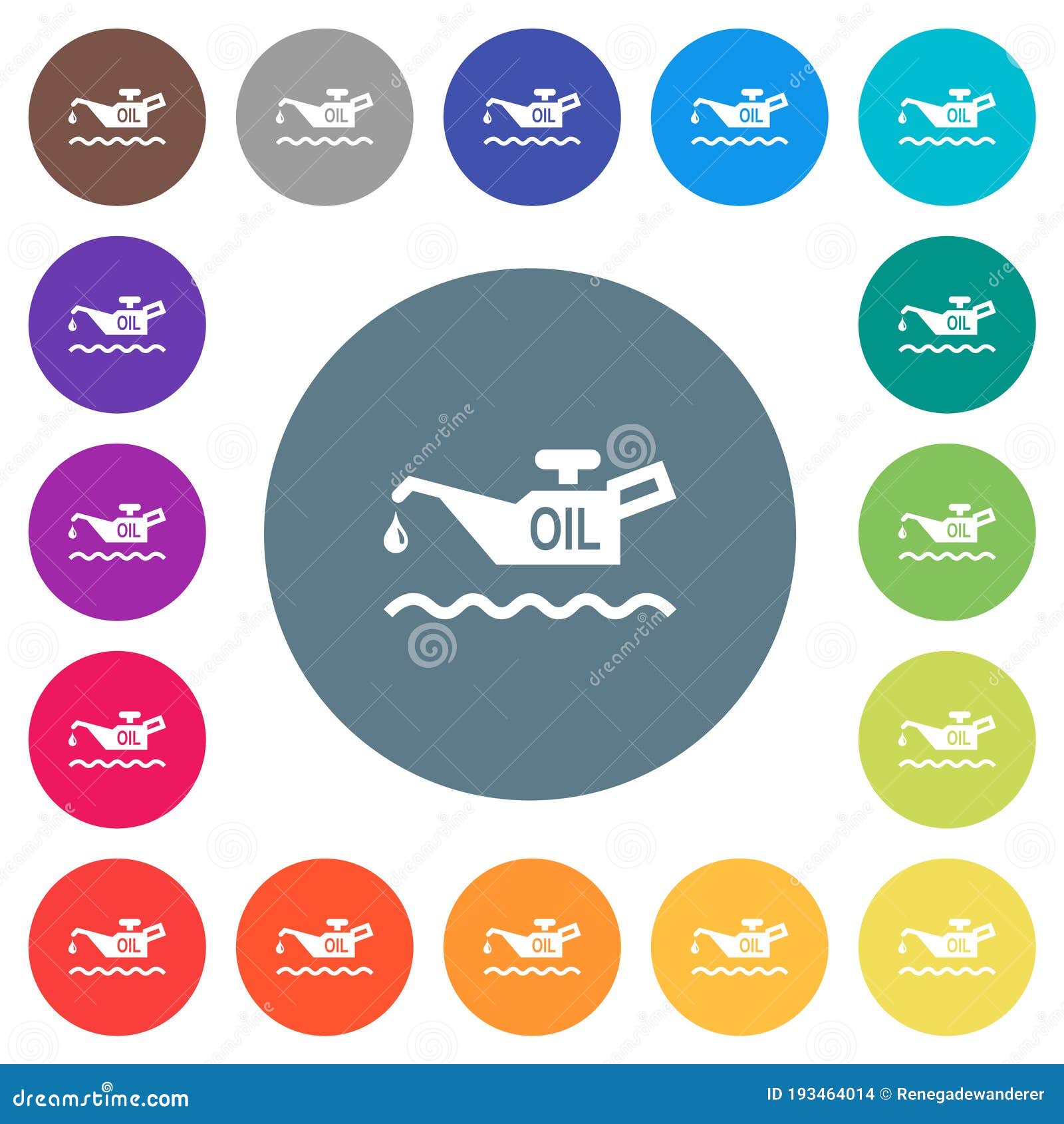 oil level indicator flat white icons on round color backgrounds