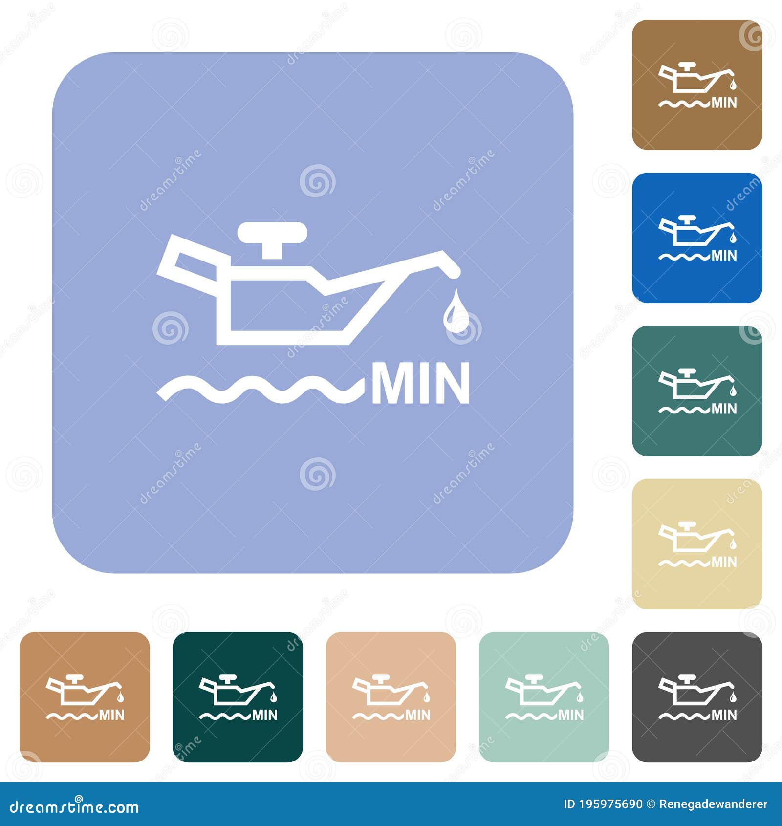 oil level minimum indicator flat icons on color rounded square backgrounds