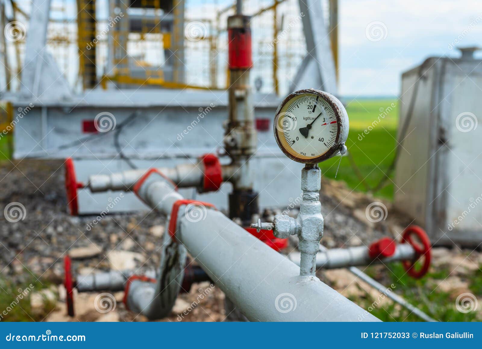 Oil or Natural Gas Pressure Sensor on Oil Pump Stock Image Image of