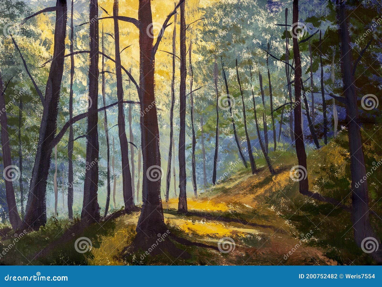 Oil Painting Beautiful Forest With Bright Sun Shining Stock Illustration Illustration Of Landscape Contemporary Oil Painting Beautiful Forest With Bright Sun Shining Stock Illustration Illustration Of Landscape Contemporary