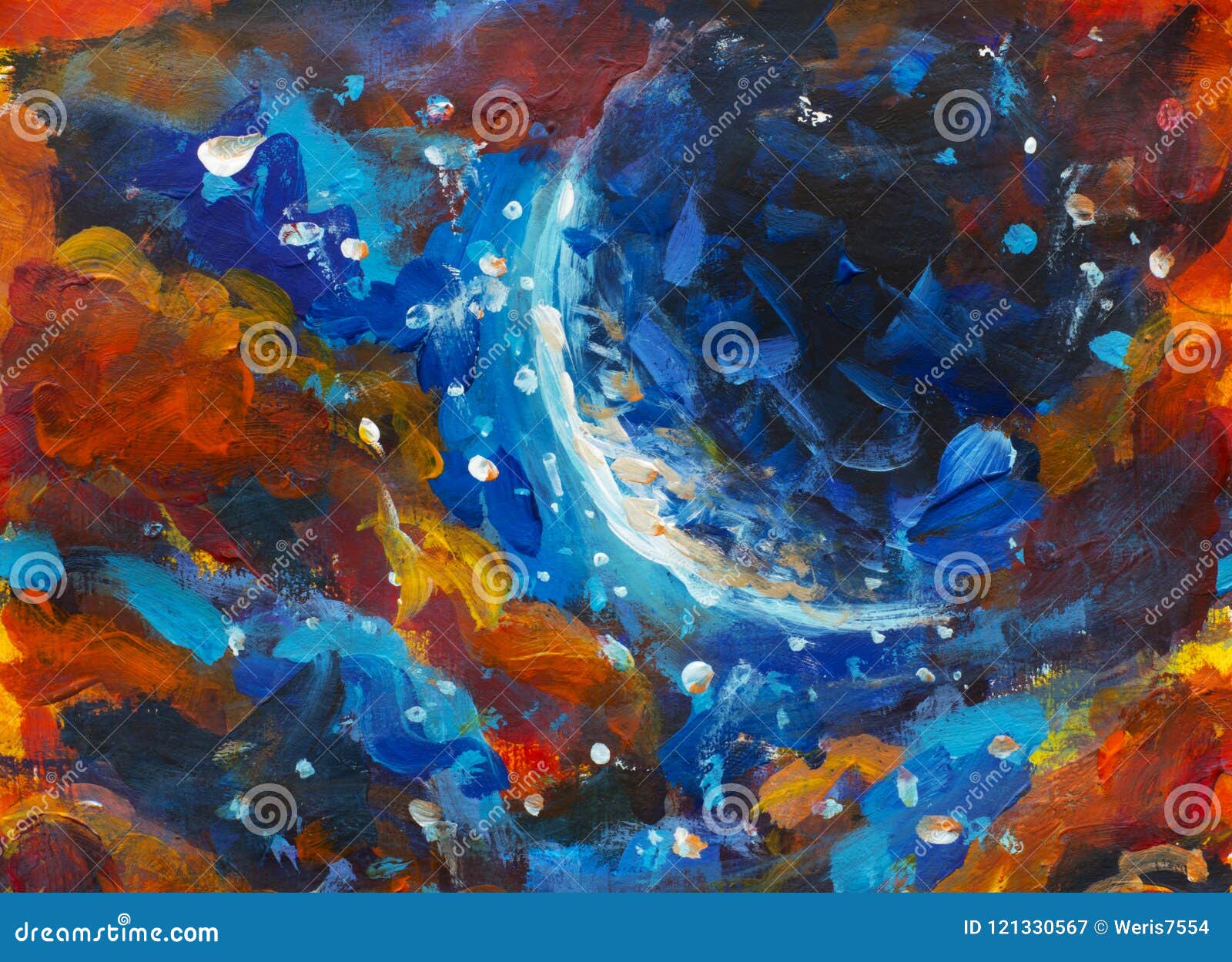 Oil Painting Is A Big Shining Planet A Starry Sky A Universe A Cosmos Fantastic Landscape Stock Illustration Illustration Of Painting Artwork 121330567
